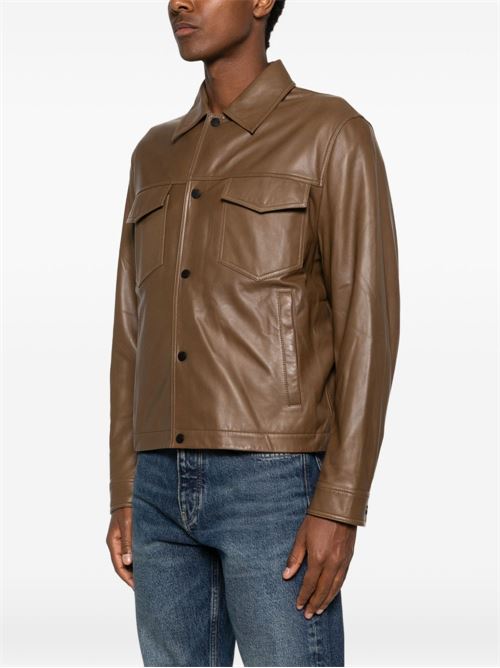 Giacca uomo Emporio Armani in pelle color caffè EMPORIO ARMANI | EM005475AF24823U6197
